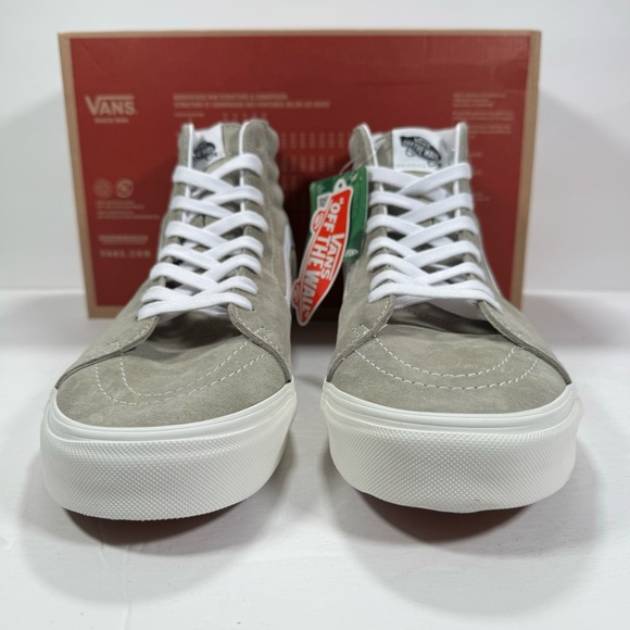 Vans Sk8-Hi Pig Suede Moss Gray Snow White High Top Sneakers Men 11.5 Women 13 - Picture 3 of 12